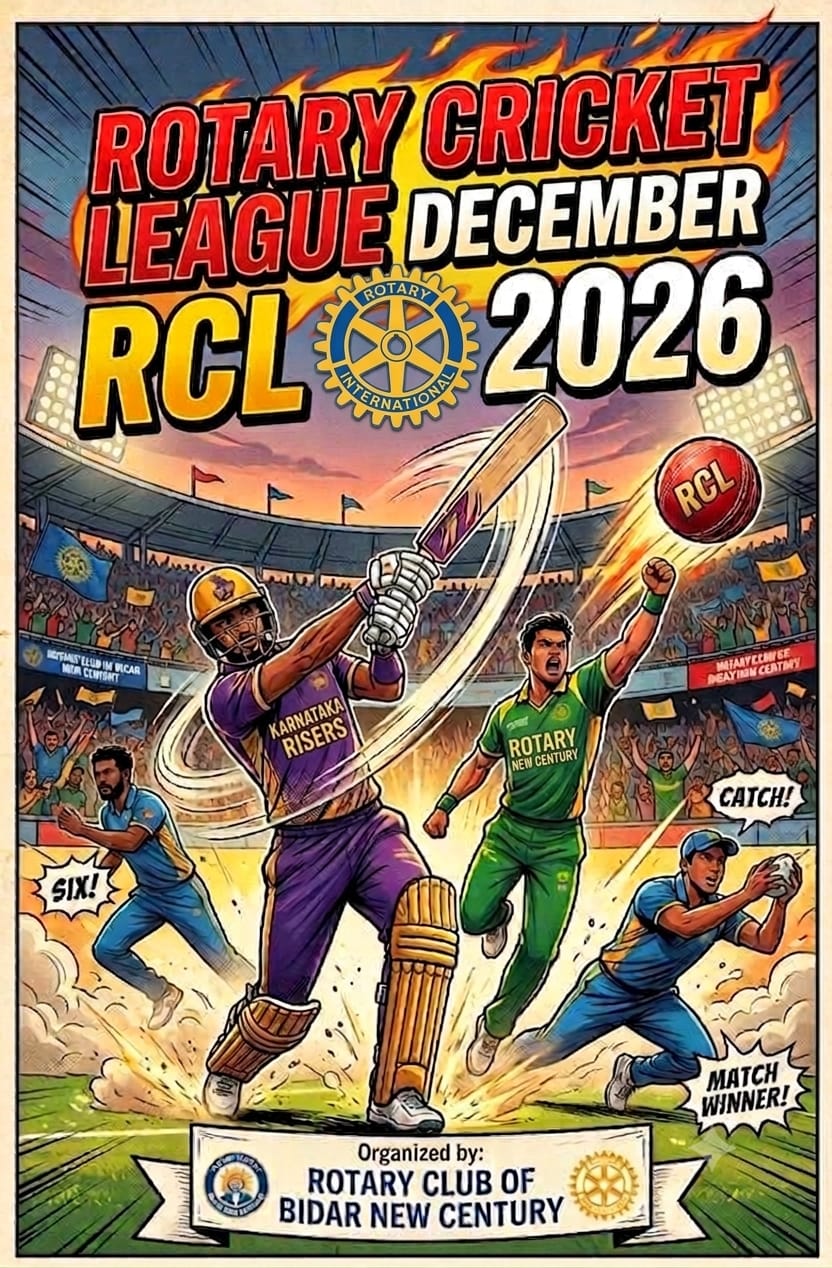 Rotary Cricket League RCL 2026 Comic Poster